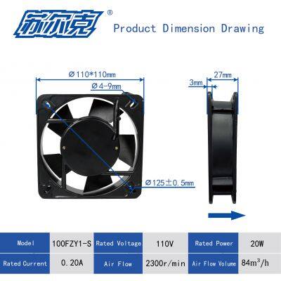 110*110*25mm Square Fan Motor 11025 Industrial AC 110V 230V 400V Axial Exhaust Cooling Fan110V 230V 400V photo-3