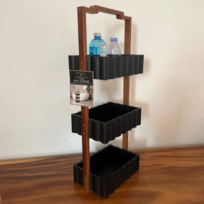 Wooden Estante Bathroom Organizer Storage Rack Shower Caddy Shelves Holder Racks Bamboo Corner Storage Shelf Bathroom Shelf