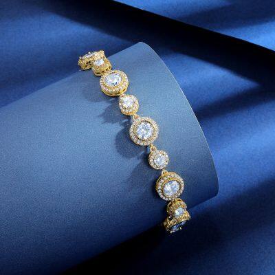 New Micro Zircon Flowers Shaped Bracelets For Women Fashion Jewelry Gold Color