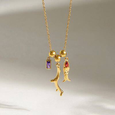 Gold Plated Stainless Steel Dolphin Pendant Necklace for Women Ocean Charm Necklace Waterproof Hypoallergenic Jewelry Wholesale photo-3