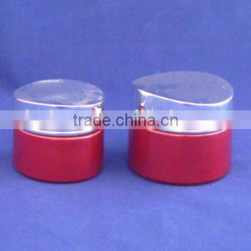 red glass cosmetic jars