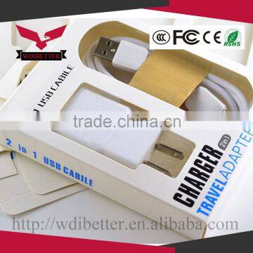 2A Home Wall Charger Adapter USB Cable For Samsung Galaxy S3 S4 Note 2 EU Plug