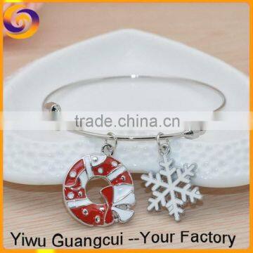 2016 zinc alloy enamel christmas snow women bangle