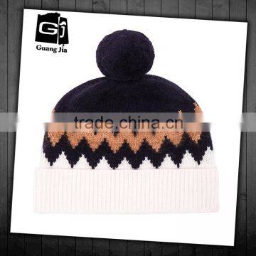 High quality pure color block pattern knit hats