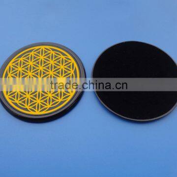 2016 Fashion Custom Cup Coaster, Silk-Printed Yellowed Flower of Life Design Metal Cup Coaster, Hot Sale!