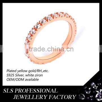 New design 2015 ring zircon micro paved jewelry silver material 18k gold plated rings for women