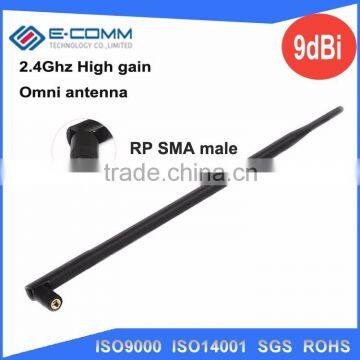 Hot sale!! 2.4Ghz 9dBi high gain omni antenna with SMA connector for wireless router,network card