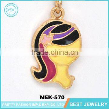 yiwu jewelry factory head face long hair virgo girls necklace for women