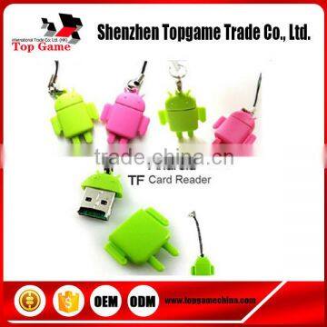 Cute cartoon robot card reader ,TF card reader,Android usb sim card readerwith Pendant