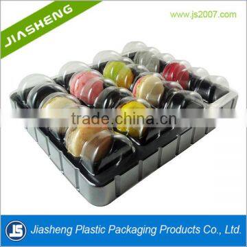 24 pcs disposable Clear wholesale blister Clamshell plastic macaron cake packaging tray with lids