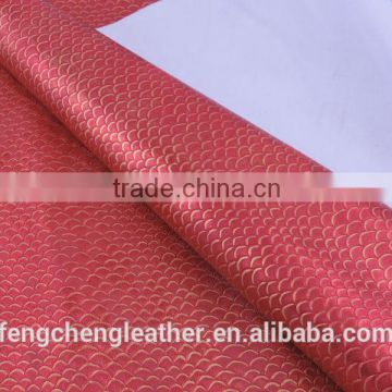 red color gold stamp snake emboss pu leather FC15051-9