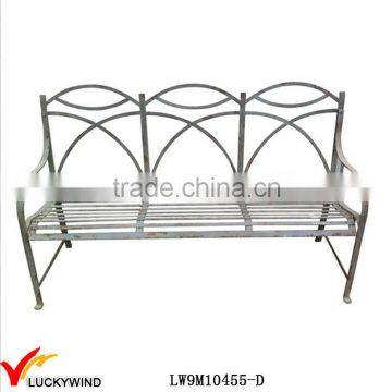 3 Seater Rustic Distressed Iron Decorative Metal Benches