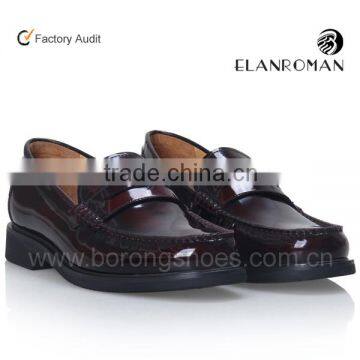 Wine red smooth-box leather casual shoes for men dress loafers wholesale made in China                        
                                                Quality Choice