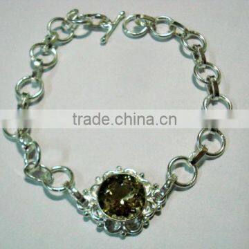 Faceted Smokey Quartz Metal Bracelets