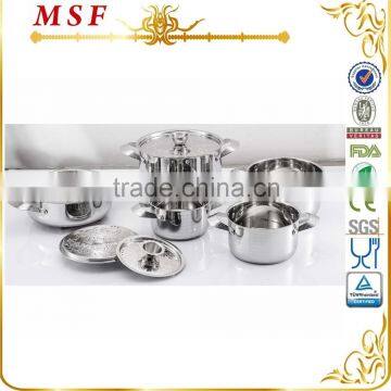 MSF new kitchen item 10pcs stainless steel cookware with embossing patterns MSF-3824                        
                                                Quality Choice