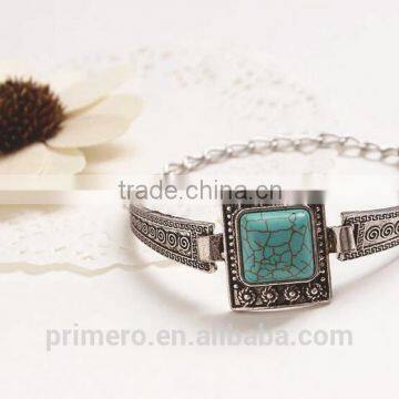 New Vintage Tibetan Silver Square Turquoise Bracelet Bangle Jewelry Wholesale photo-3