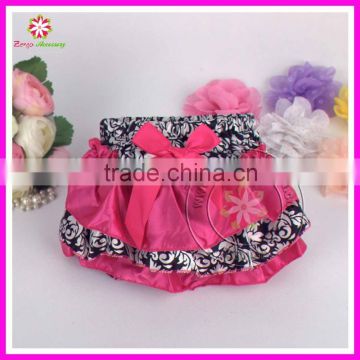 2015 Wholesale Boutique bow knot Baby Bloomers satin Ruffle Diaper Cover