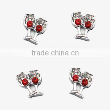 Crystal Wineglass Slider Charms For 10MM DIY Leather Bracelet Gummy Bracelet