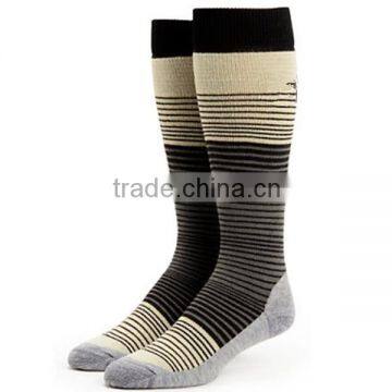 Black Striped high professional combed cotton snowboard custom socks