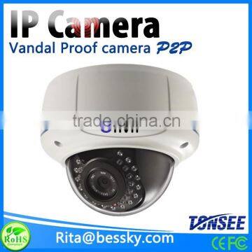 3.0 megapixel 2.8-12mm varifocal lens IR vandal proof ip dome camera