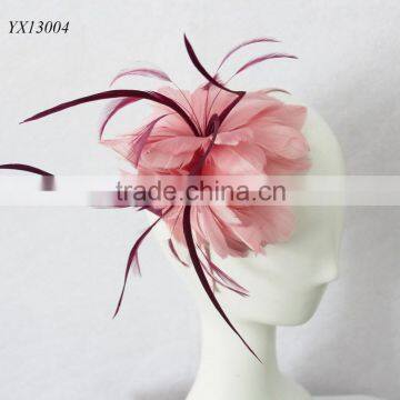 Wedding Races Kentucky Derby event fascinator wholesale,lovely pink feather fascinator on headband