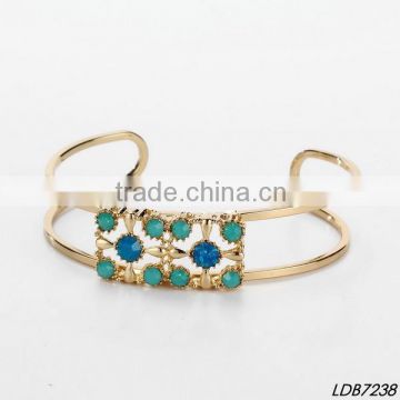 2015 Glam women's semi-precious stone gold cuff bangle