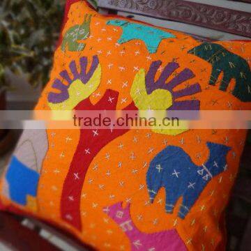 Patchwork Cushion Cover ,Handmade Village Theme Cushion Covers,,Hand Embroidery Cushion,Kids Bedding