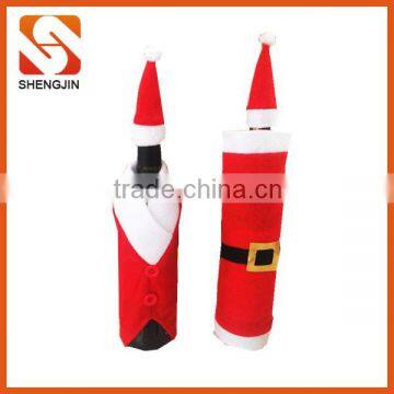 SJ-L6120 christmas party decoration wine bottle cover with santa hat