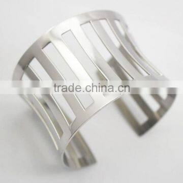 Punk Stainless Steel Cuff Metal Bangle Hollow Out Bracelet photo-3