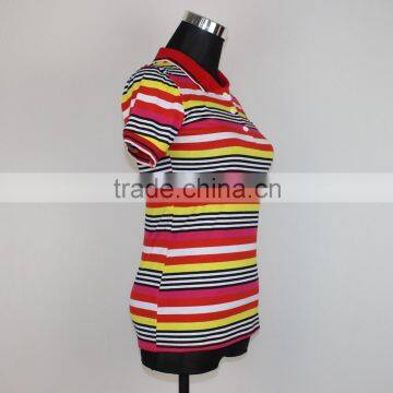 Low Price Good Quality Top Sales Women Custom Striped Polo Shirt photo-4