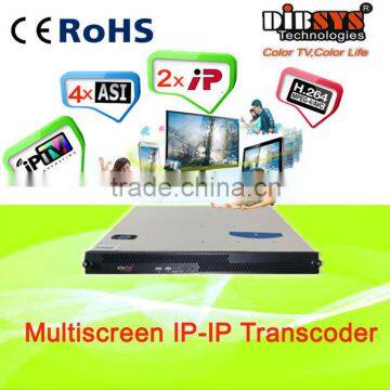 Multiscreen MPEG2/H.264 to H.264/MPEG-2 video IPTV streaming transcoder for m3u8/TS/FLV/MP4/3GP format