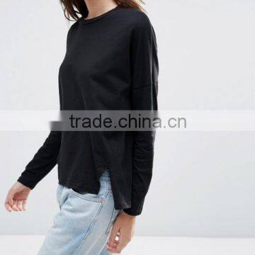 OEM Women's New Long Sleeve Top With Side Splits T-Shirts Nightshirts photo-2
