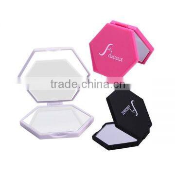 Double side 2X magnifying portable hexagon pocket mirror