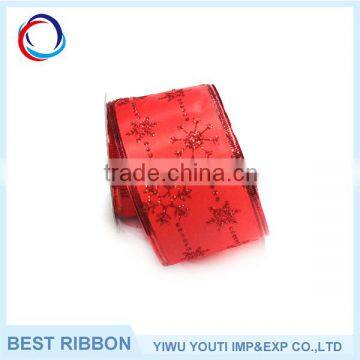 Customized high quality christmas glitter poly ribbon