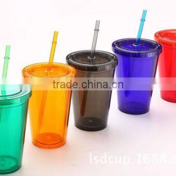 Double Wall Plastic Drinking Bottle, ,straw Drinking Bottle, Clear Plastic Bottle