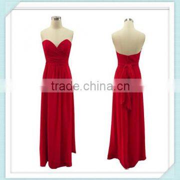 Lady's poly georgette long red evening dress