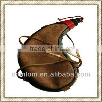 Leather Kidney-Shape Hunting Water Bottle, Water Bladder