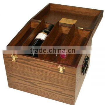 large volume wooden wine box for 6 bottles