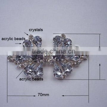 (M0223) 7cm ,crystals and acrylic beads, one hook, flat back interlock crystal buckle