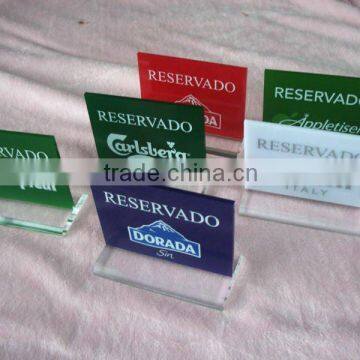 acrylic menu holder with silkscreen logo