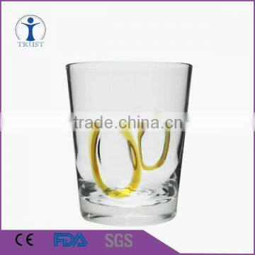 hand made gold decoration clear whiskey glass