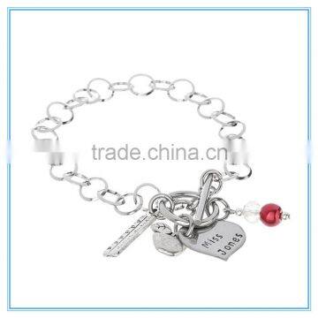 Ruler, Apple & Heart Name Bracelet Stainless Steel