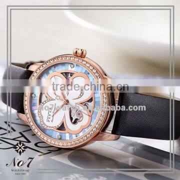 China Direct Factory High Quality Gold Leather Beautiful Lady Watch photo-4