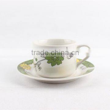 Colored decal cup and saucer bulk tea cup and saucer sets