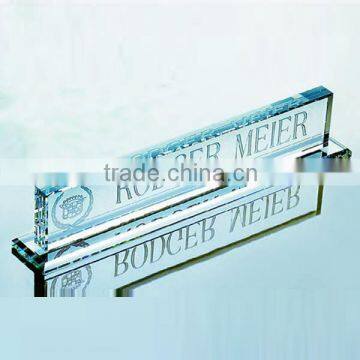Jade crystal glass name plate for office decoration