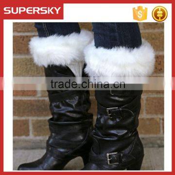 A-972 Women Stretch Boot Faux Fur Leg Cuffs Fur Knitted Boot Cuffs Cozy Faux Fur Knitted Boot Toppers