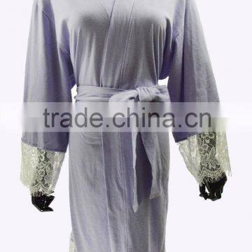 100% cotton lace women bath robe