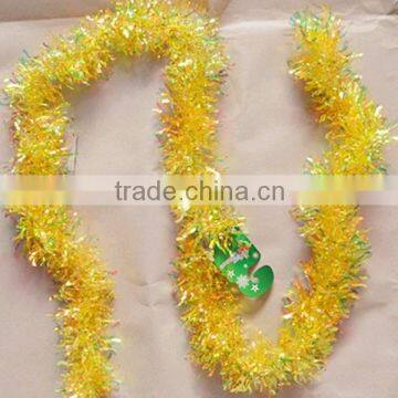 High Quality & Low Price 7 Feet Golden Rainbow PET/PVC Christmas Tinsel Garland
