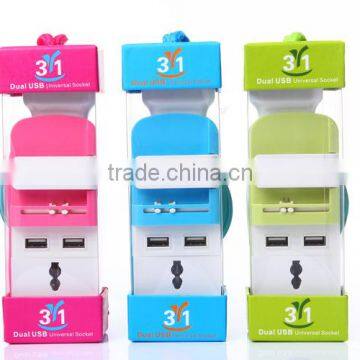 5ft Cable 2.1A Output Dual USB Universal Socket with UK Plug