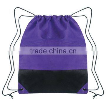 Non-Woven Two-Tone Drawstring Sports Pack- Purple